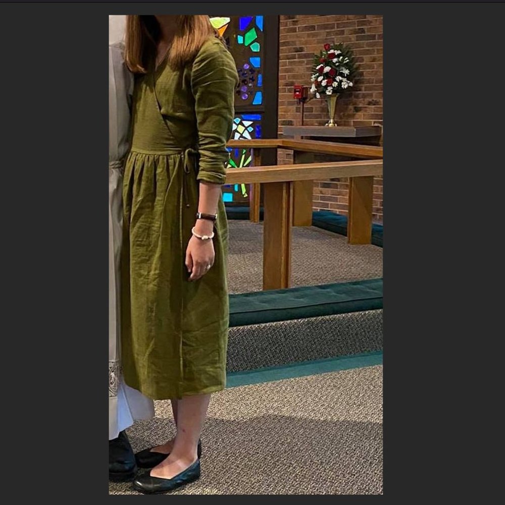 24HR SALE! Breezy Linen Moss Green Wrap Dress ~ Cottage Core ~ Jane Austen